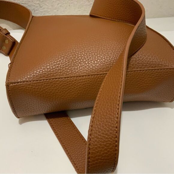 Anthropologie Remi And Reid Vegan Leather  Brown  Crossbody Bag top zip - Picture 10 of 16